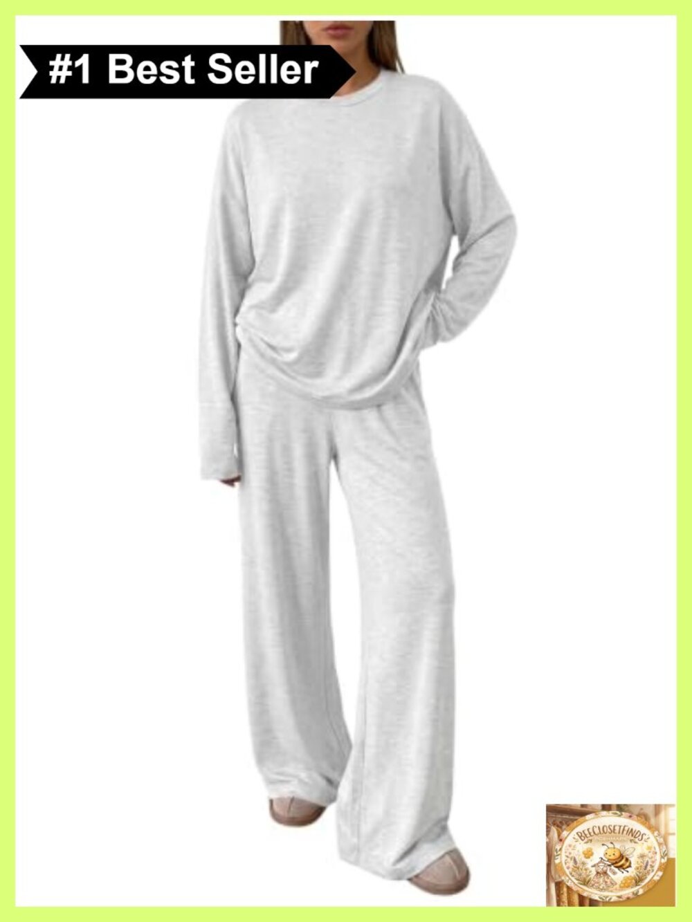 Women's 2 Piece Lounge Set Oversized Top Wide Leg Pants